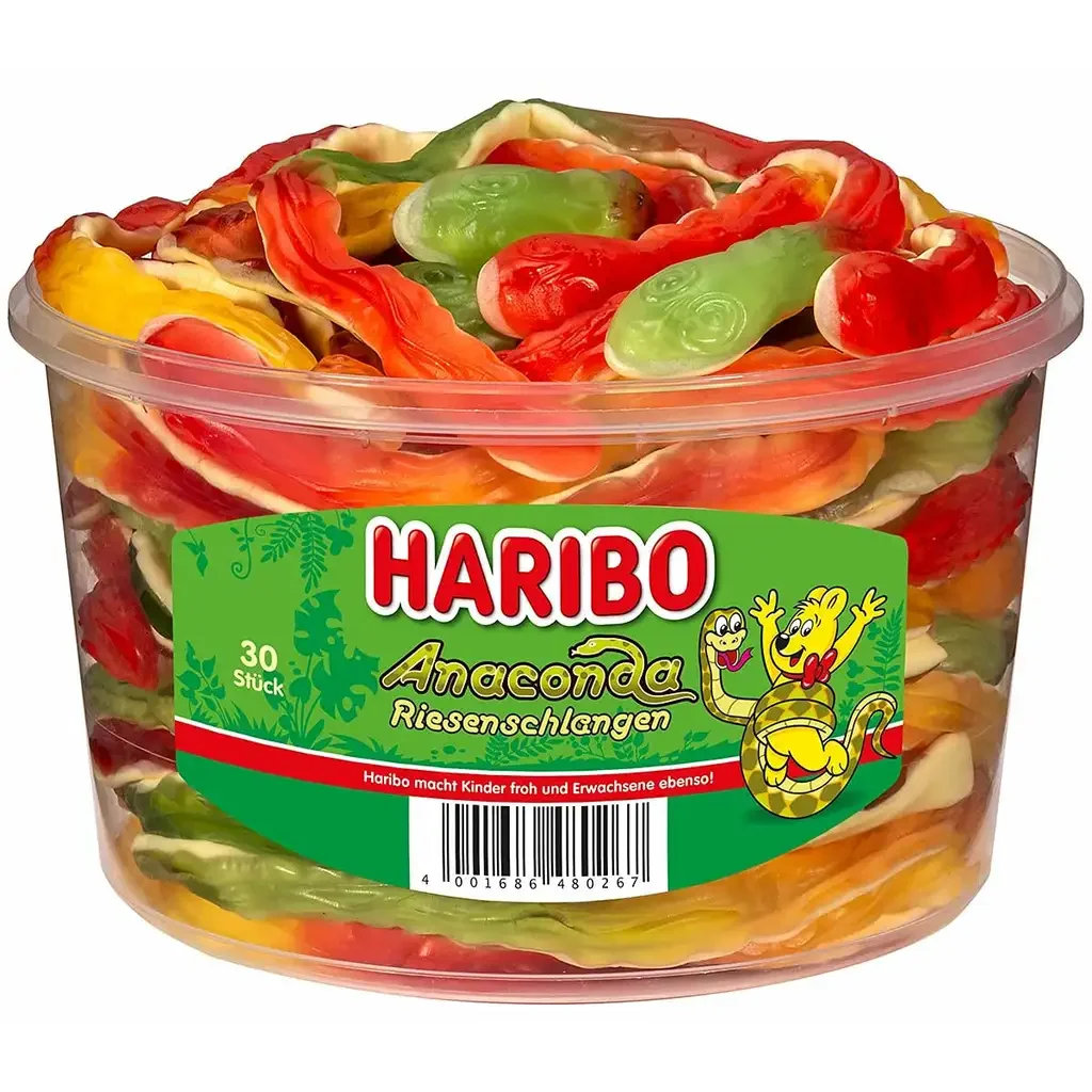 Żelki Haribo Anakonda wielkie węże 1,2 kg (owocowe) za 31,88 zł – Amazon.de