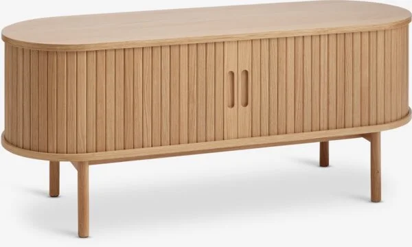 Ławka RTV LYNGVIG 120 cm – Dąb, roletowe drzwi, JYSK