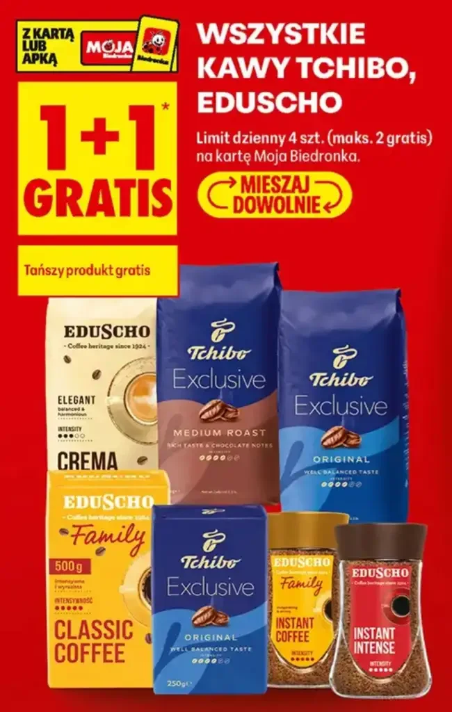 ☕ Kawa Tchibo i Eduscho 1+1 gratis w Biedronce – do 24 października