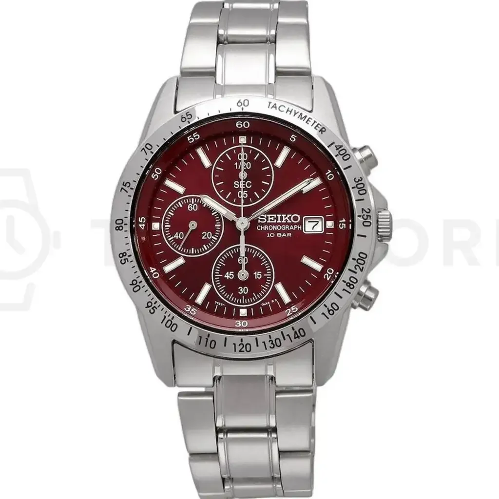 ⌚ Zegarek Seiko Chronograph SBTQ045 – kwarcowy, 100m wodoodporności, czerwona tarcza