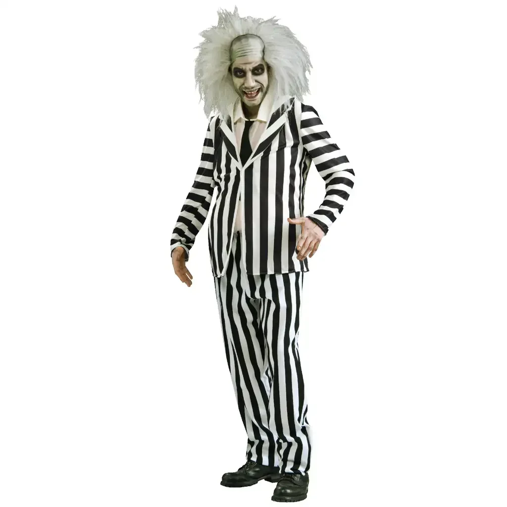 Rubie's Official Beetlejuice męski kostium dla dorosłych - rozmiar M/Standard, czarny/biały