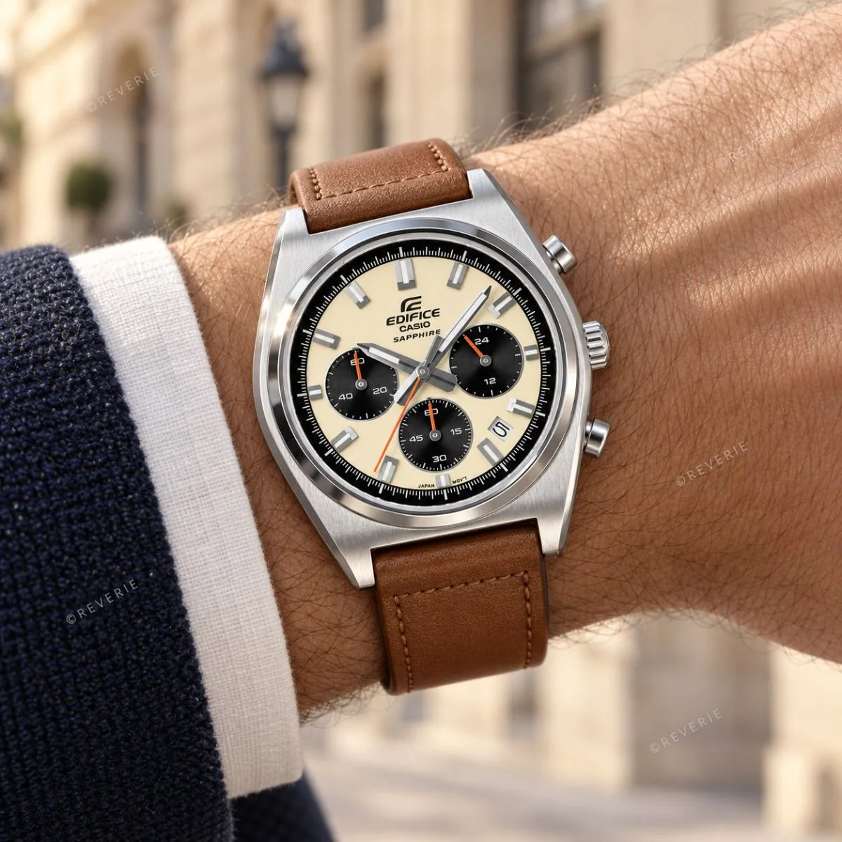 Zegarek Casio Edifice EFB-730L-7AVUEF – klasyczny chronograf z szafirowym szkłem